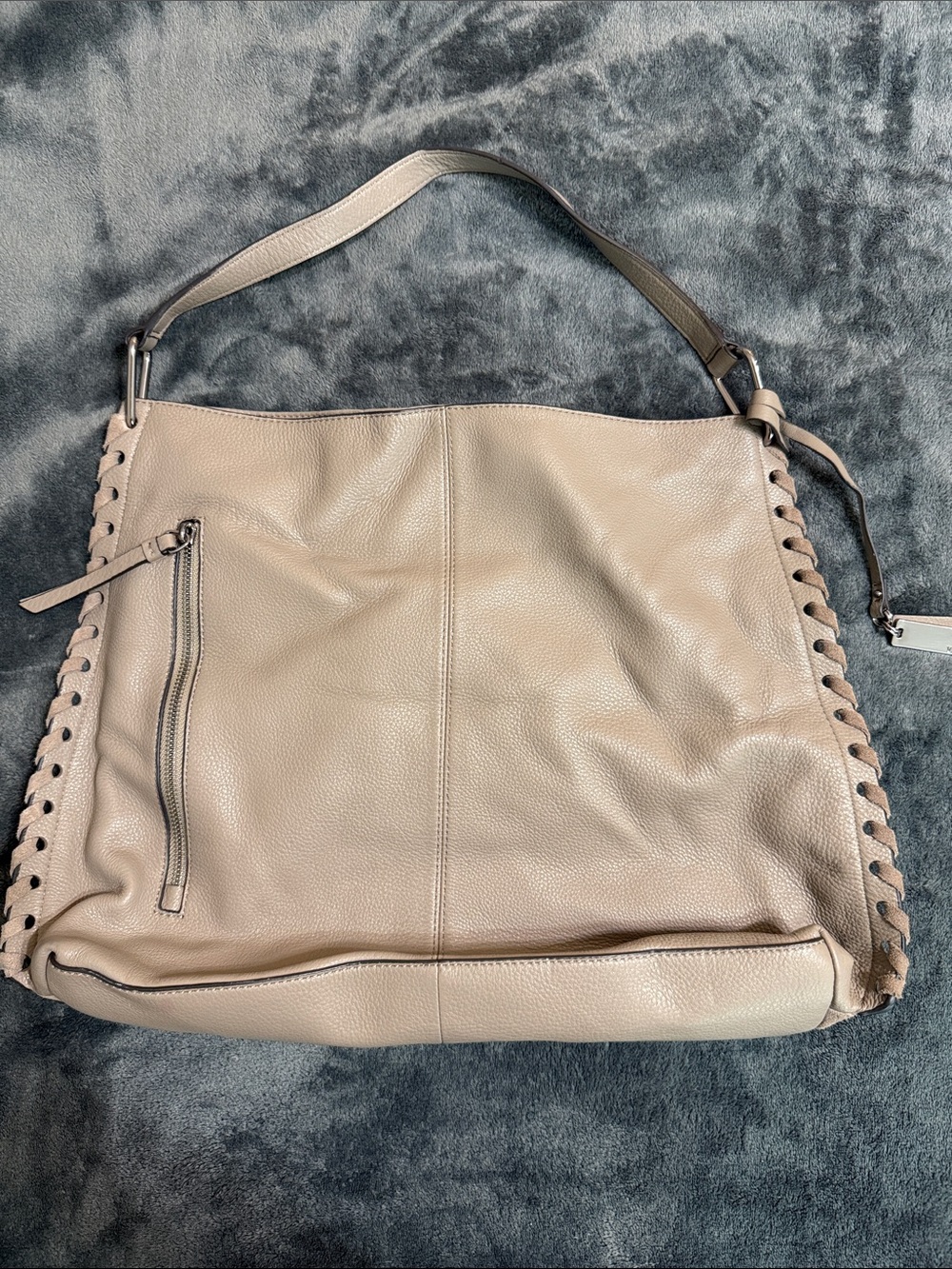 Vince Camuto Taupe Leather Hobo Shoulder Bag